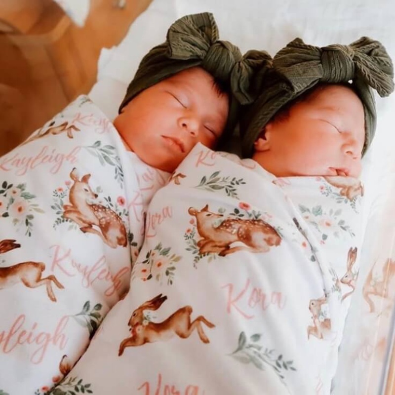 Winnie’s Woodland Animal Friends Personalized Baby Name Swaddle Blanket