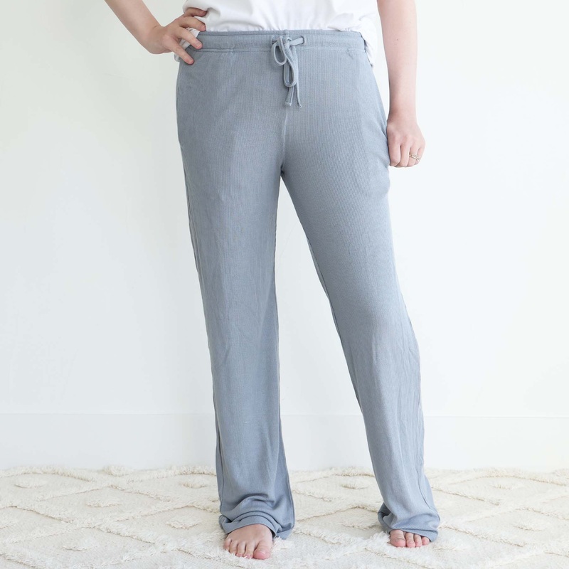 Womens Dusty Blue Bamboo Waffle Pajama Pants