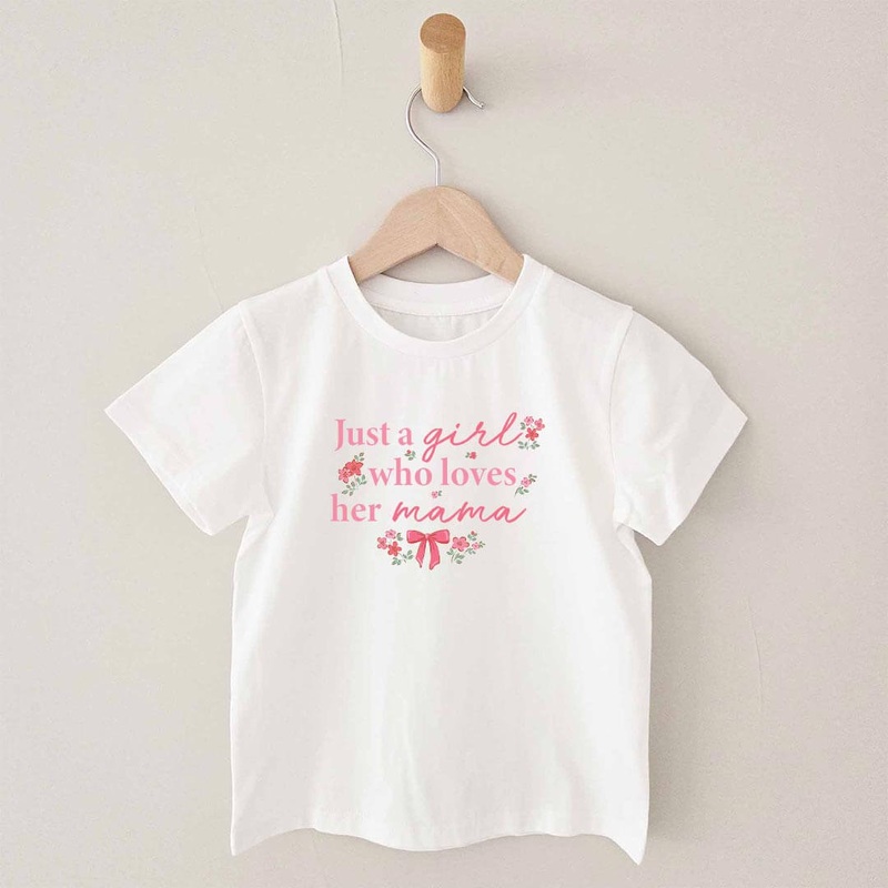 A Girl Who Loves Her Mama Kids Graphic Tee | White