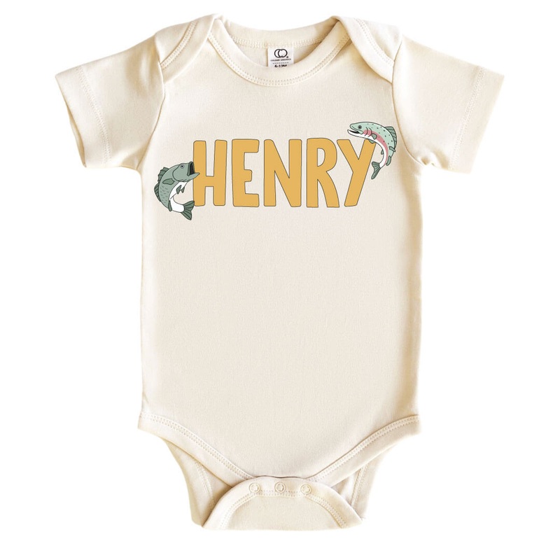 Catch Of The Day Personalized Graphic Bodysuit | Natural