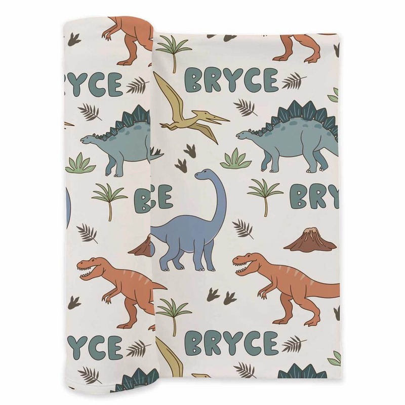 Dino Dude Personalized Swaddle Blanket
