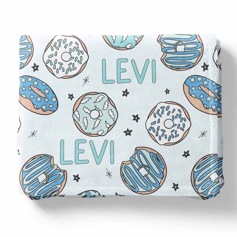 Donut Shop Personalized Kids Blanket | Blue