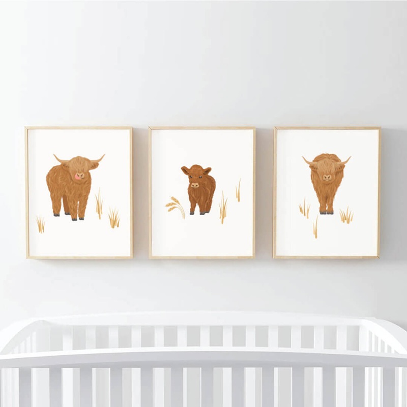 Happy Highland Cows Bundled Digital Nursery Art