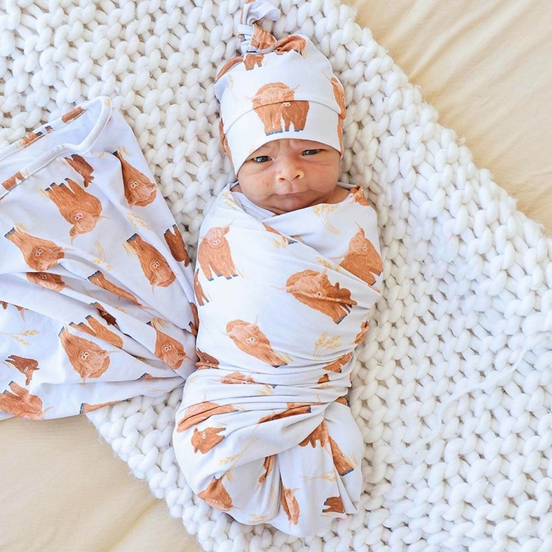 Happy Highland Cows Oversized Swaddle Blanket