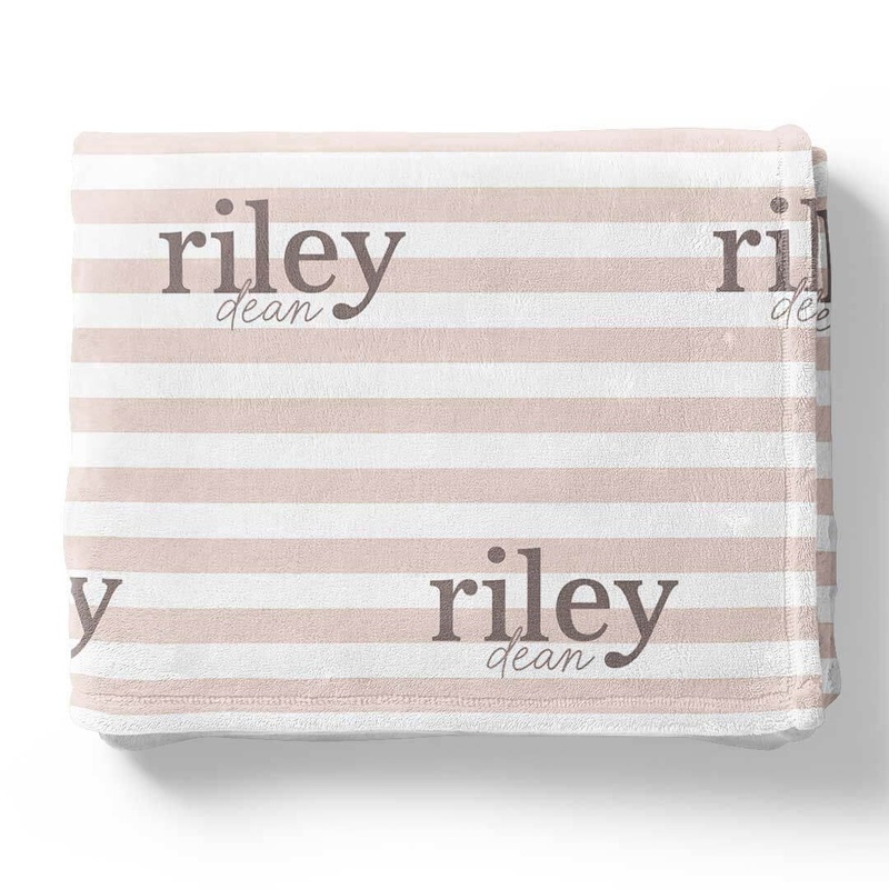 Latte Stripes Personalized Kids Blanket