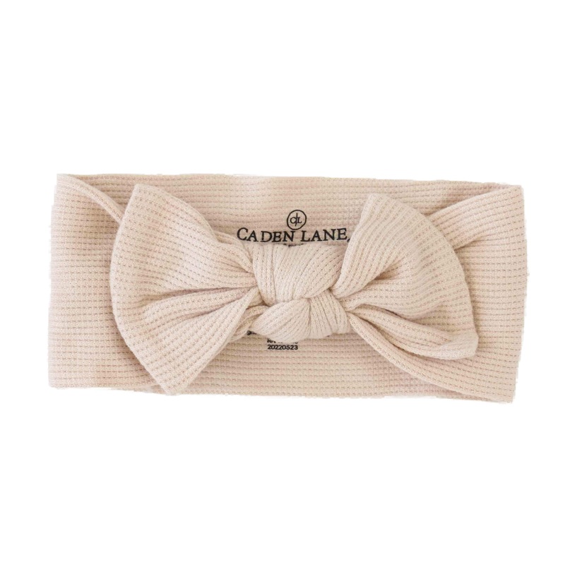 Oatmeal Bamboo Waffle Knit Large Bow Headwrap