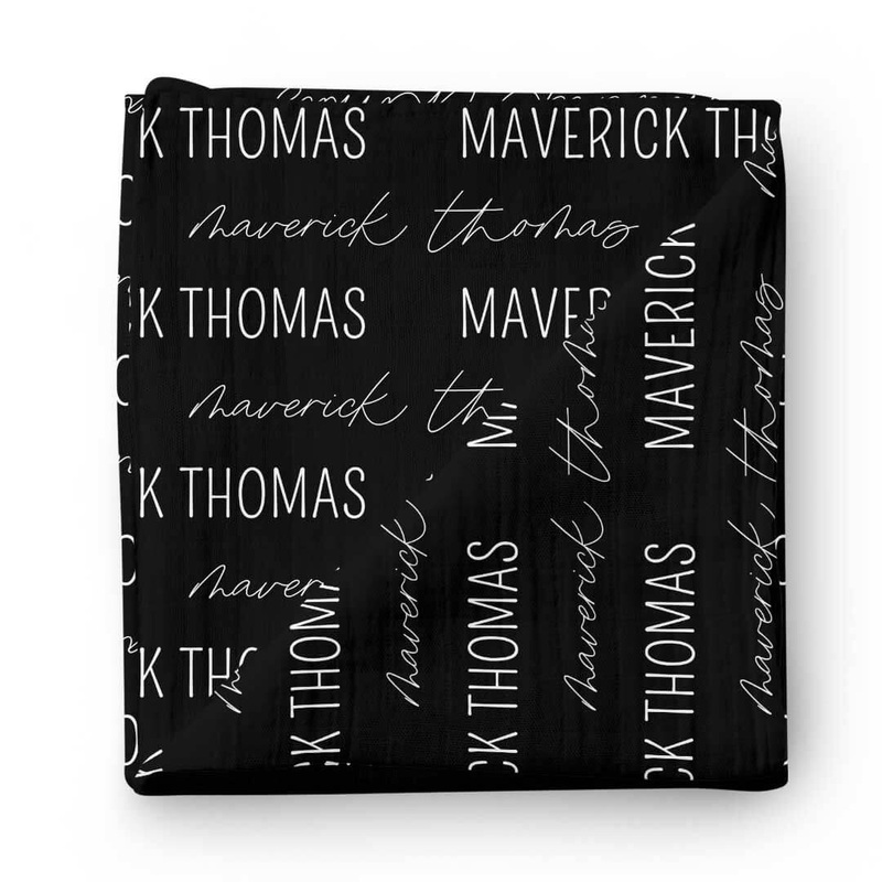 Personalized Black Baby Name Swaddle Blanket