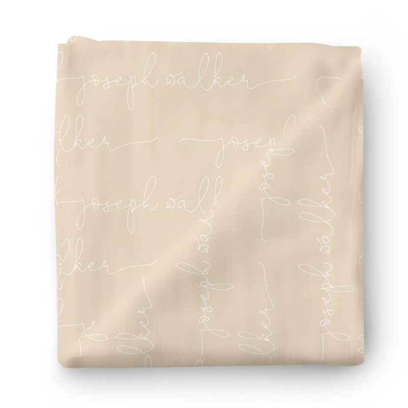 Personalized Oatmeal Baby Name Swaddle Blanket – Script