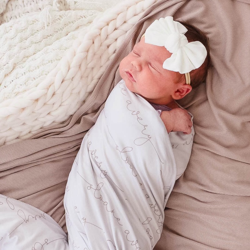 Personalized Taupe Baby Name Swaddle Blanket – Script