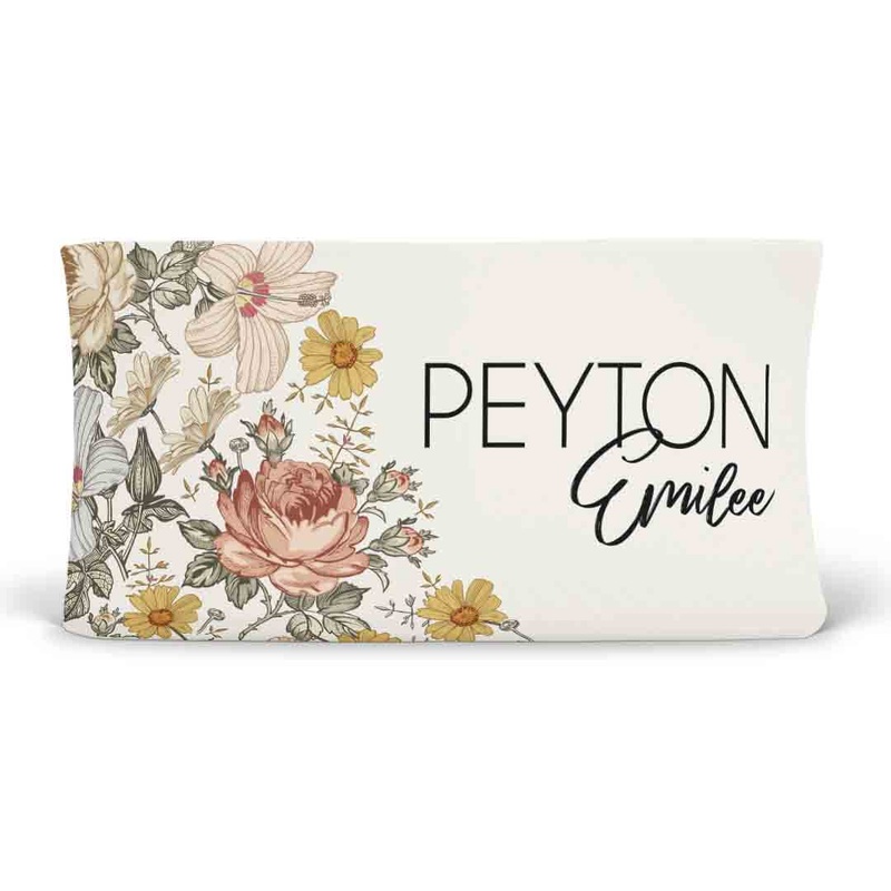 Peyton’s Vintage Floral Personalized Changing Pad Cover