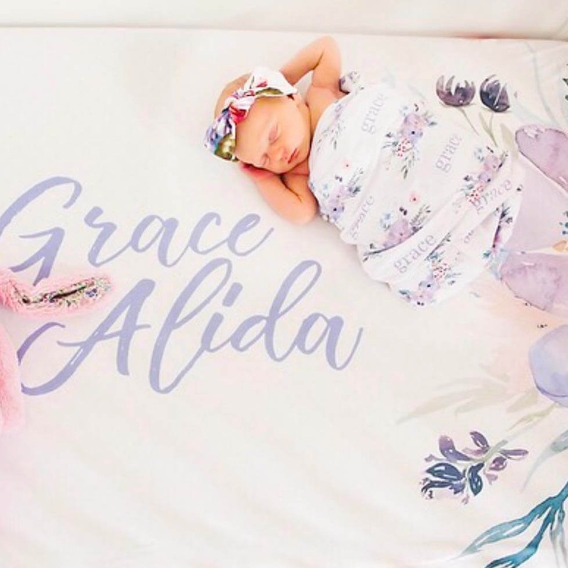 Rowan’s Dusty Purple Personalized Baby Name Swaddle Blanket