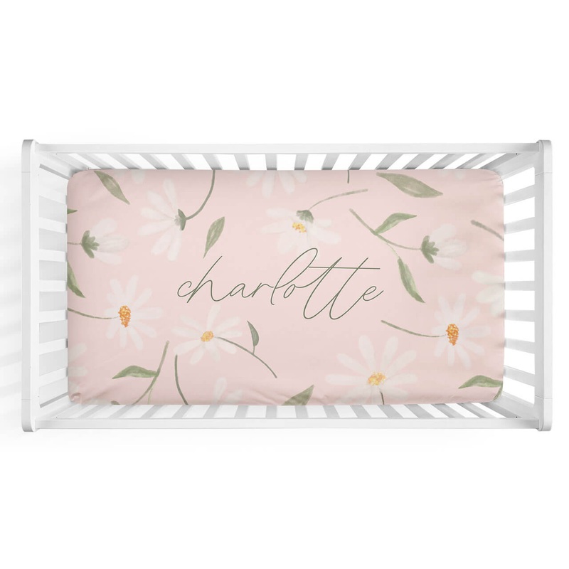 Sweet Daisy in Blush Personalized Crib Sheet