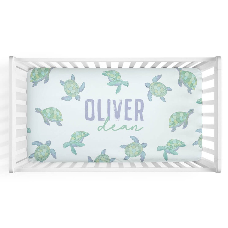 Totally Turtles Personalized Crib Sheet