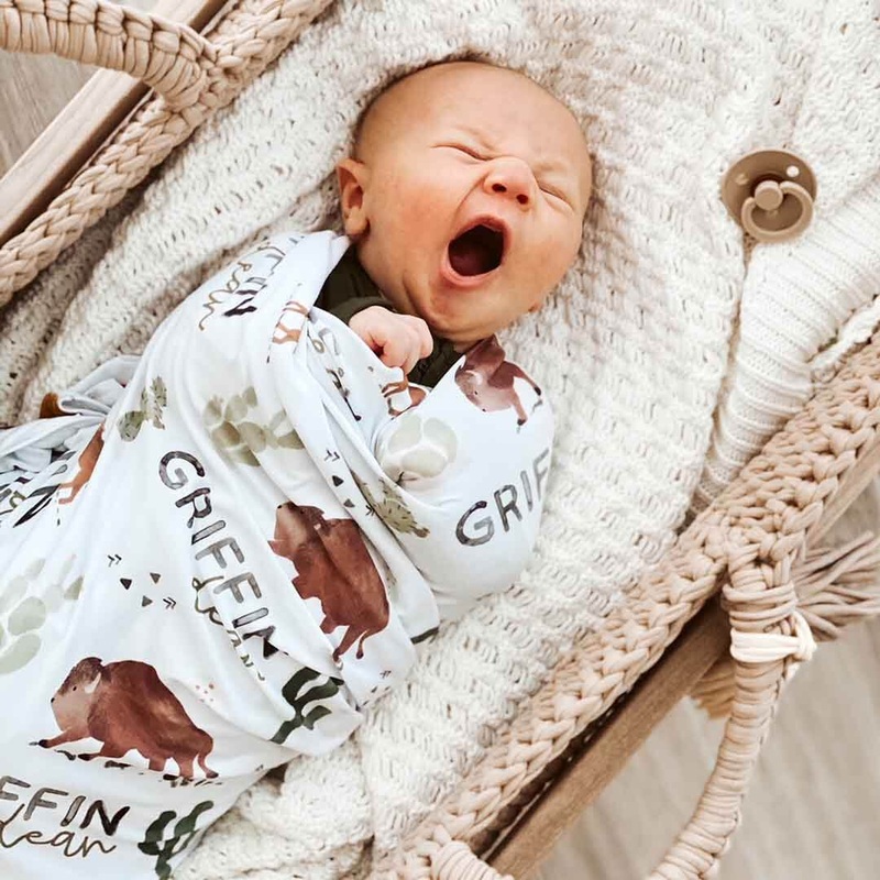 Blake’s Bison Personalized Baby Name Swaddle Blanket