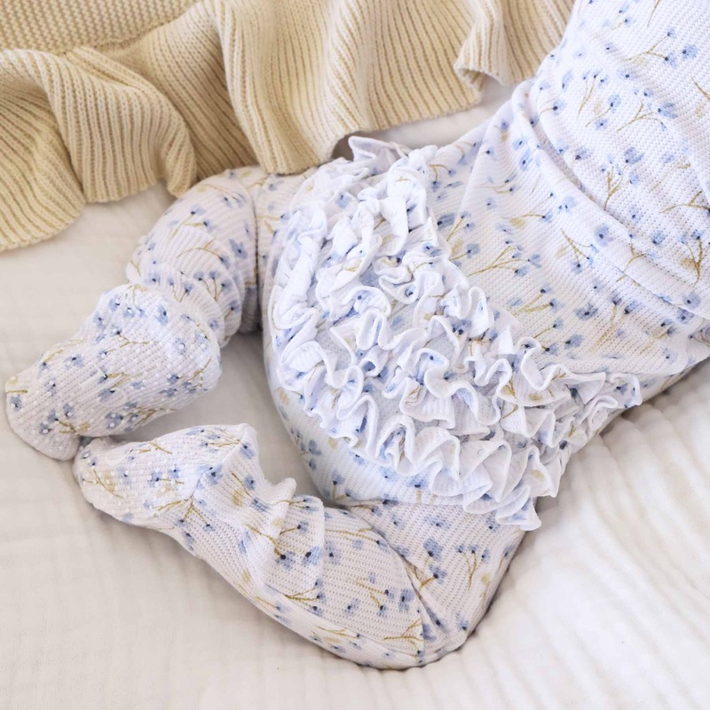 Blake’s Blooms Bamboo Waffle Zipper Ruffle Footie