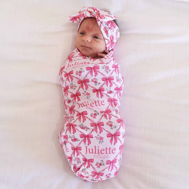 Bow Besties Personalized Swaddle Blanket