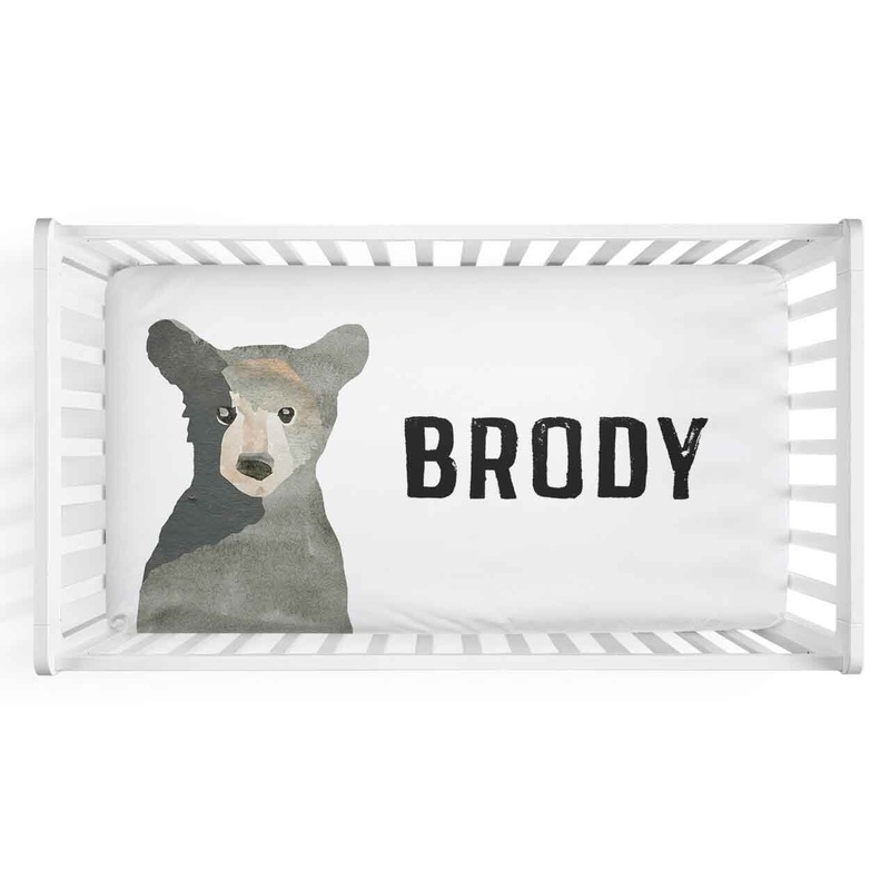 Brody’s Bear & Mountain Adventure Personalized Crib Sheet