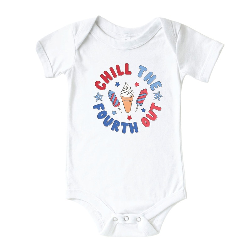 Chill The Fourth Out Graphic Bodysuit | White