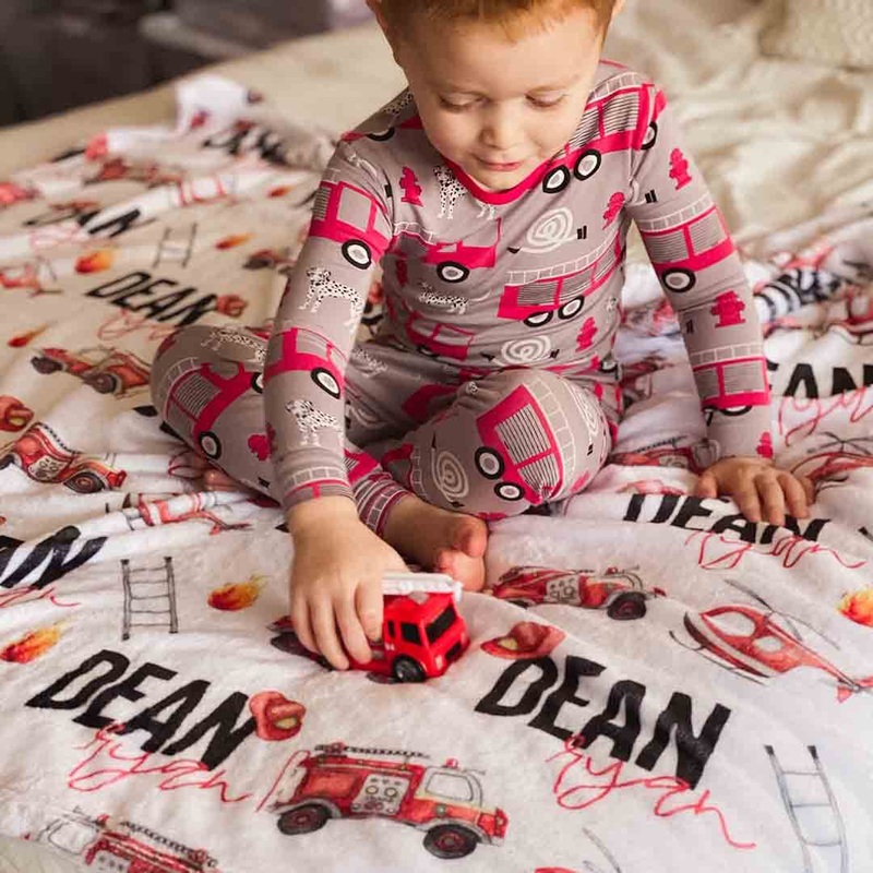 Firetrucks Personalized Toddler Blanket