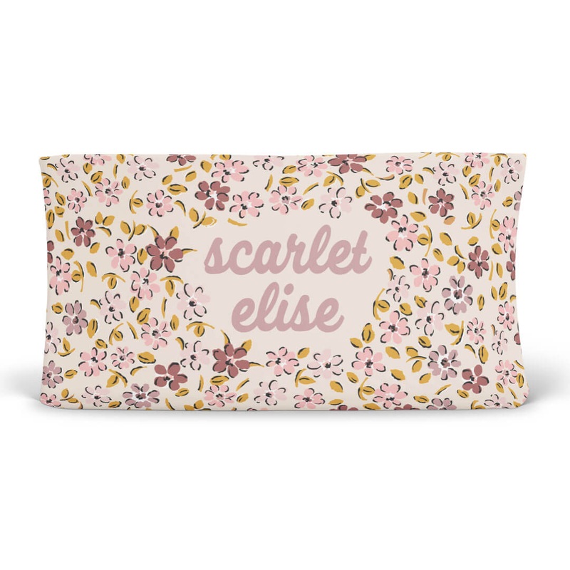Mauvelous Meadow Personalized Changing Pad Cover