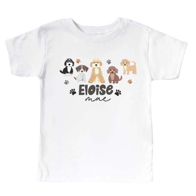Personalized Puppy Pals Kids Graphic Tee | White