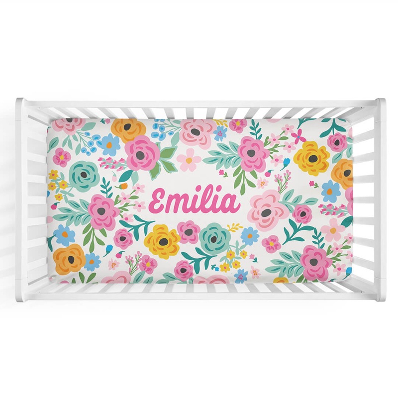 Pretty Poppies Personalized Crib Sheet
