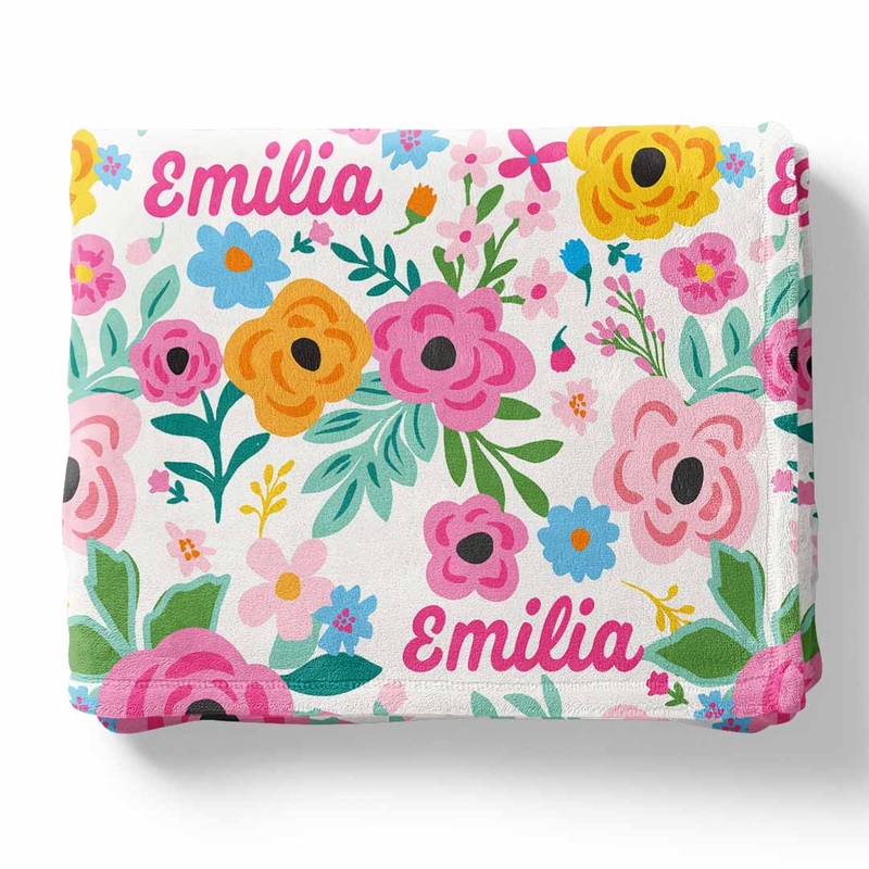 Pretty Poppies Personalized Kids Blanket
