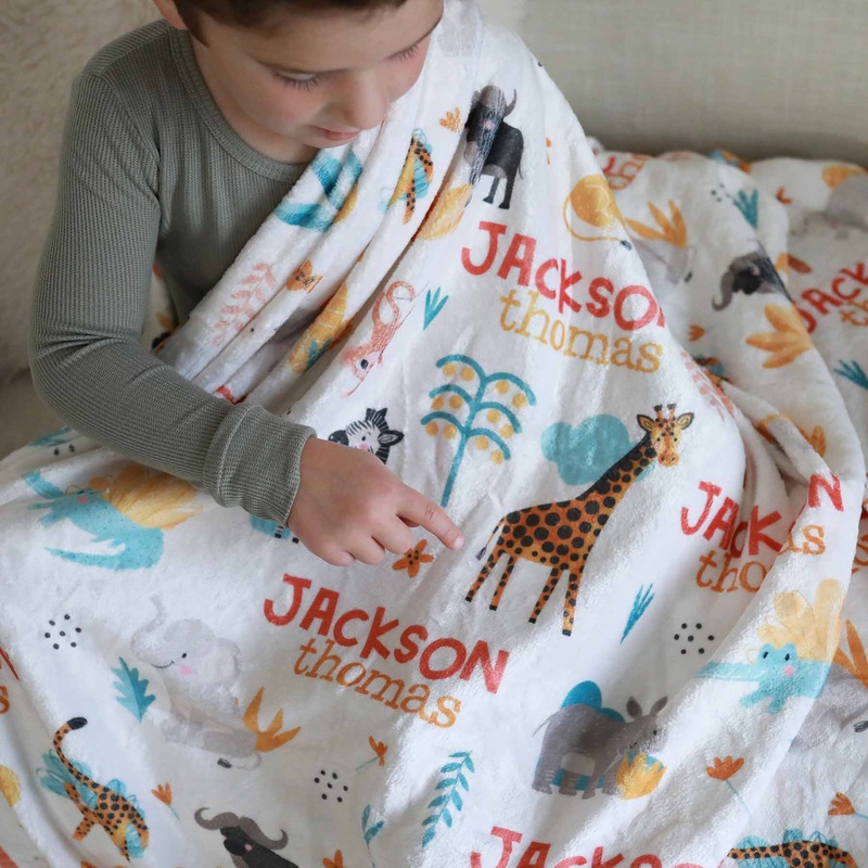 Safari Adventure Personalized Kids Blanket