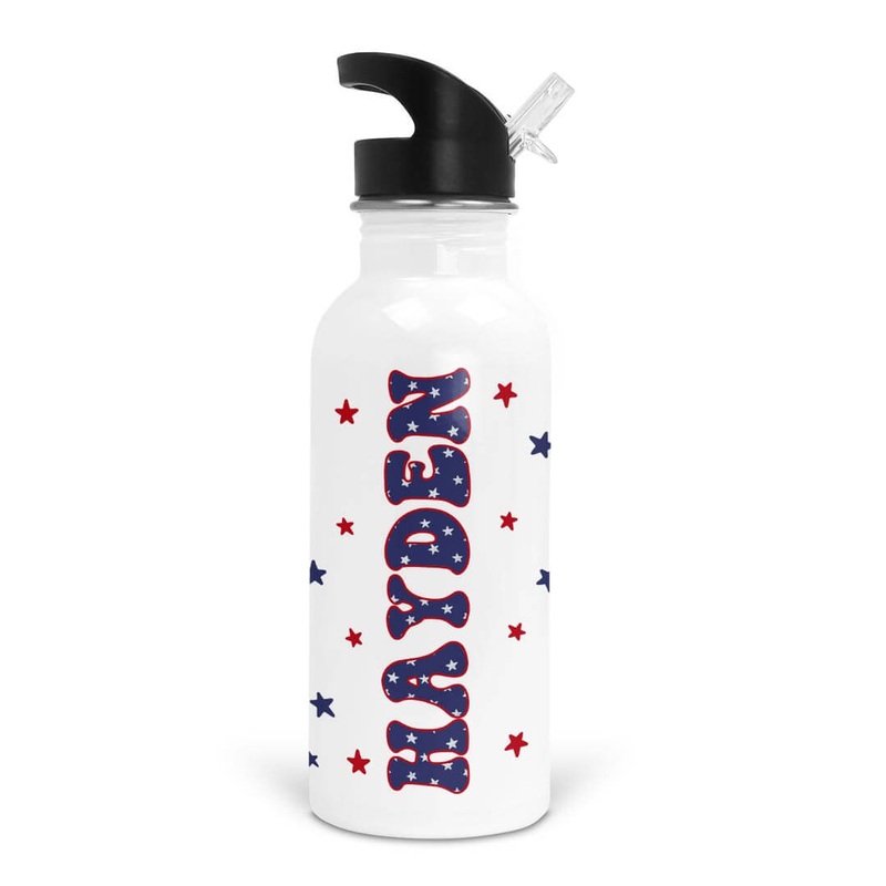 Star-Spangled Summer Personalized Kids Water Bottle