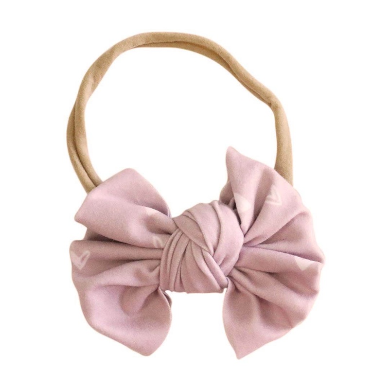 Tiny Hearts in Dusty Pink Knit Bow Headband