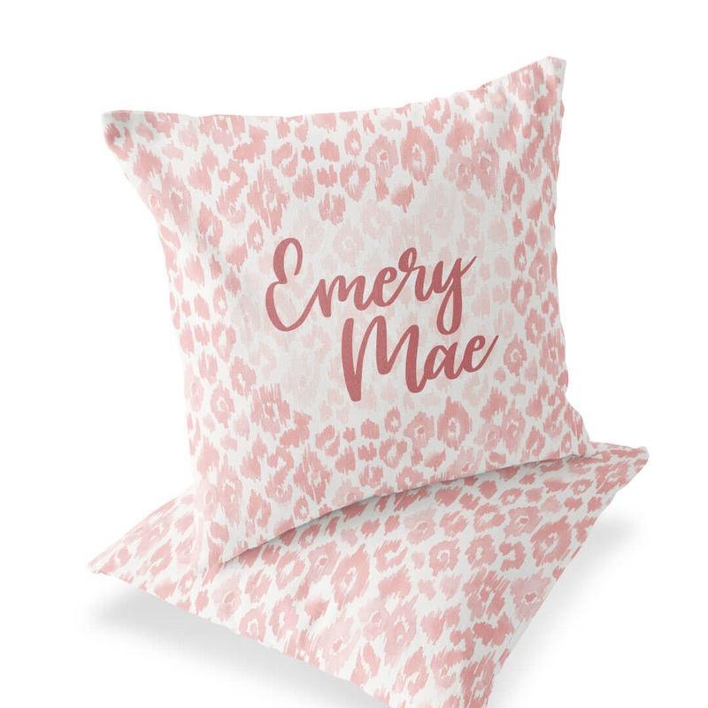 Blush Leopard Personalized Accent Pillow