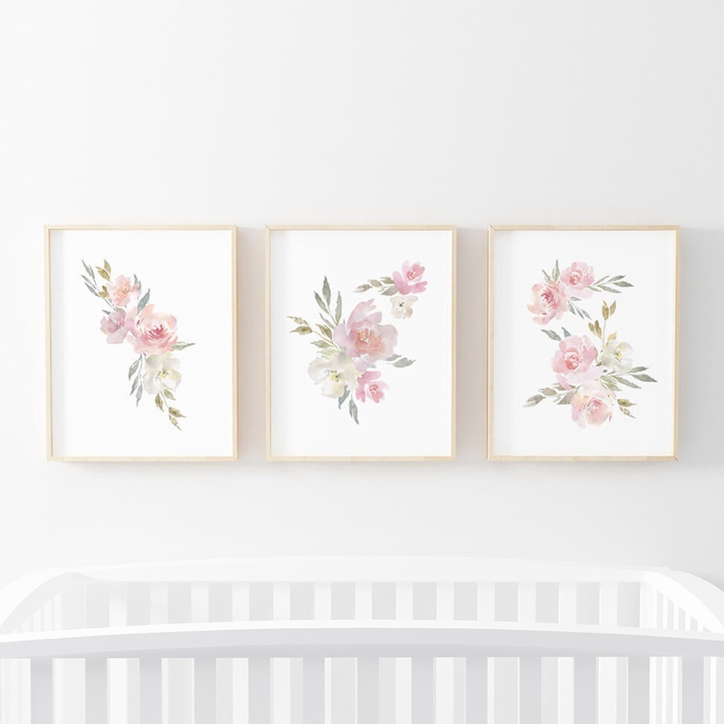 Delaney Dusty Blush Floral Bundled Digital Nursery Art