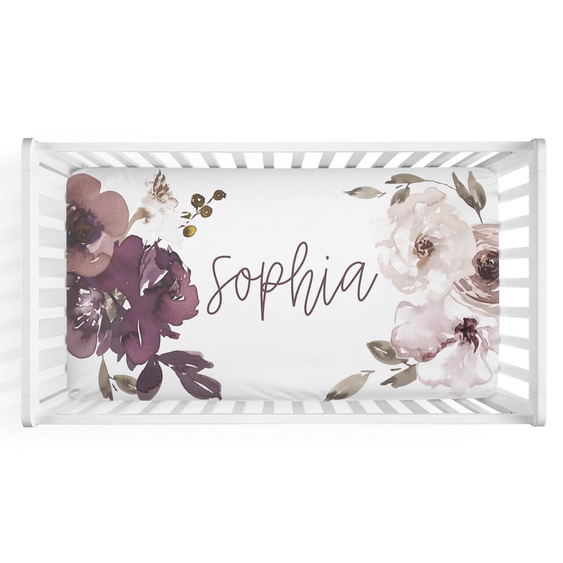 Demi’s Dusty Purple Floral Personalized Crib Sheet