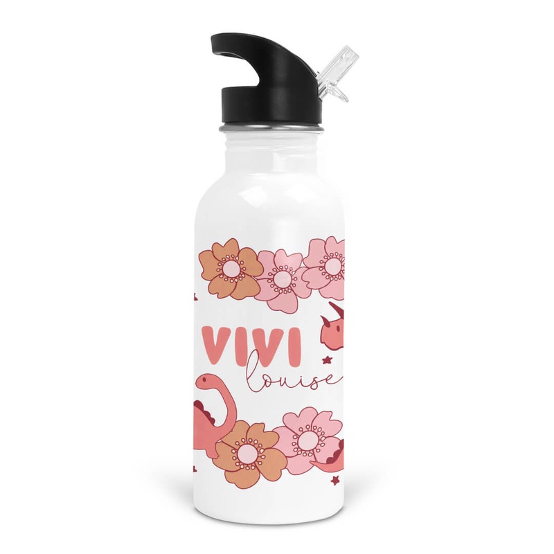 Dino Diva Personalized Kids Water Bottle