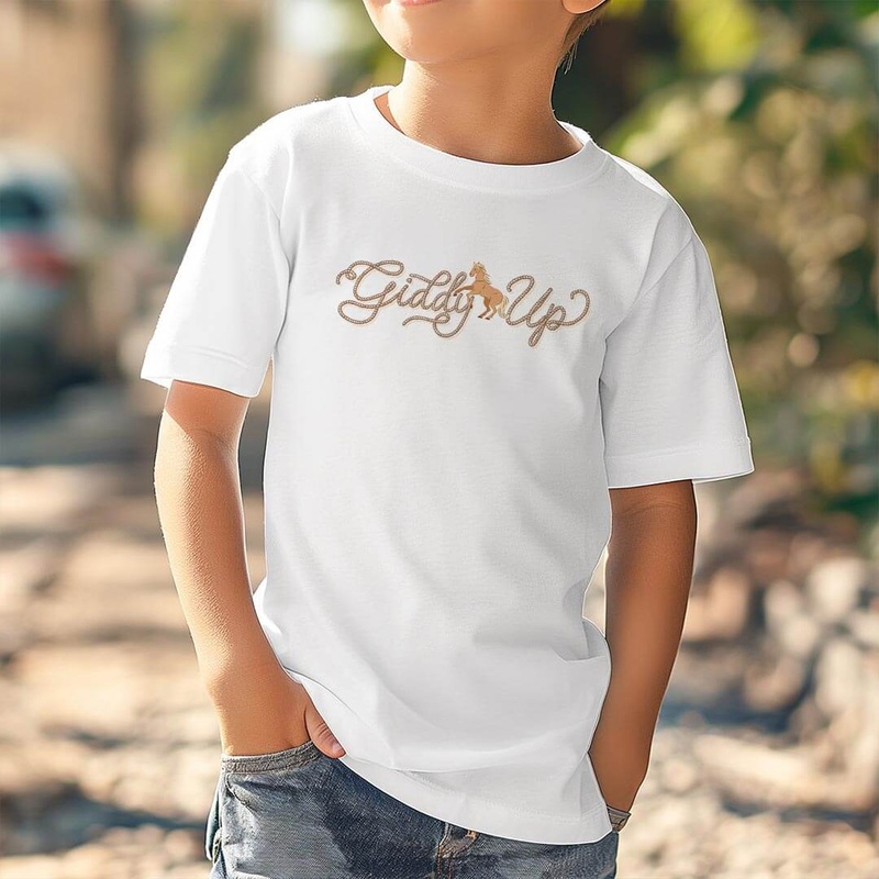 Giddy Up Horse Kids Graphic Tee | White