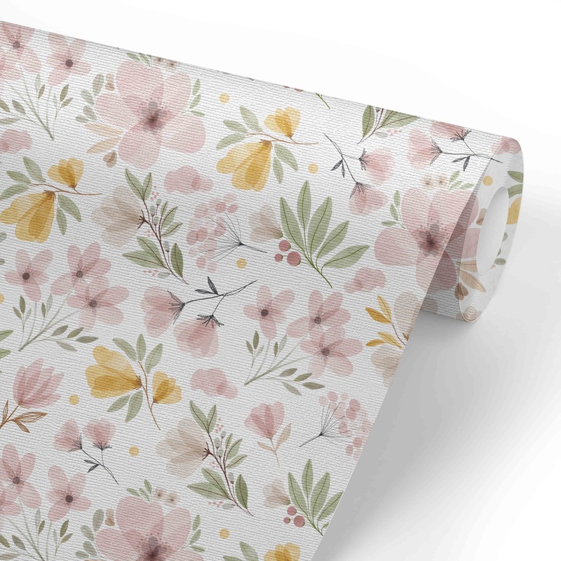 Maeve’s Mauve & Mustard Floral Removable Wallpaper