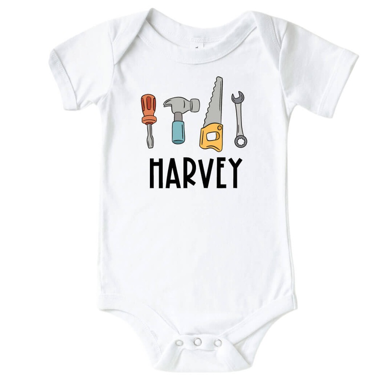 Personalized Tools Graphic Bodysuit | White
