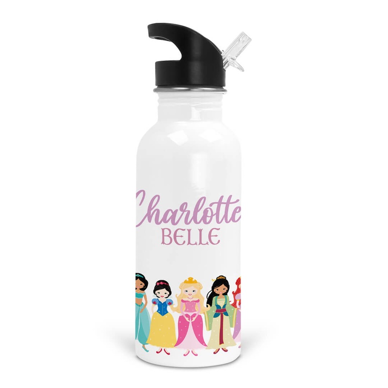 Pretty Princess Personalized Kids Water Bottle