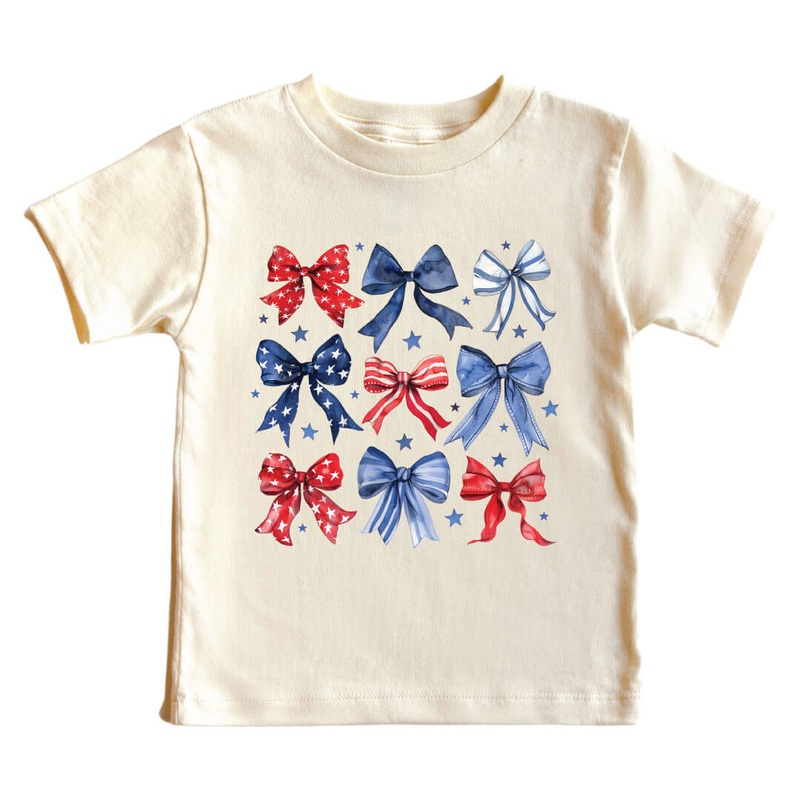 Red, White, & Bows Kids Graphic Tee | Natural