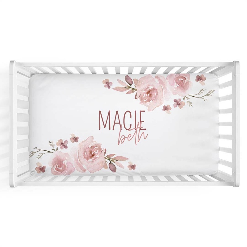 Rosie’s Rose Personalized Crib Sheet