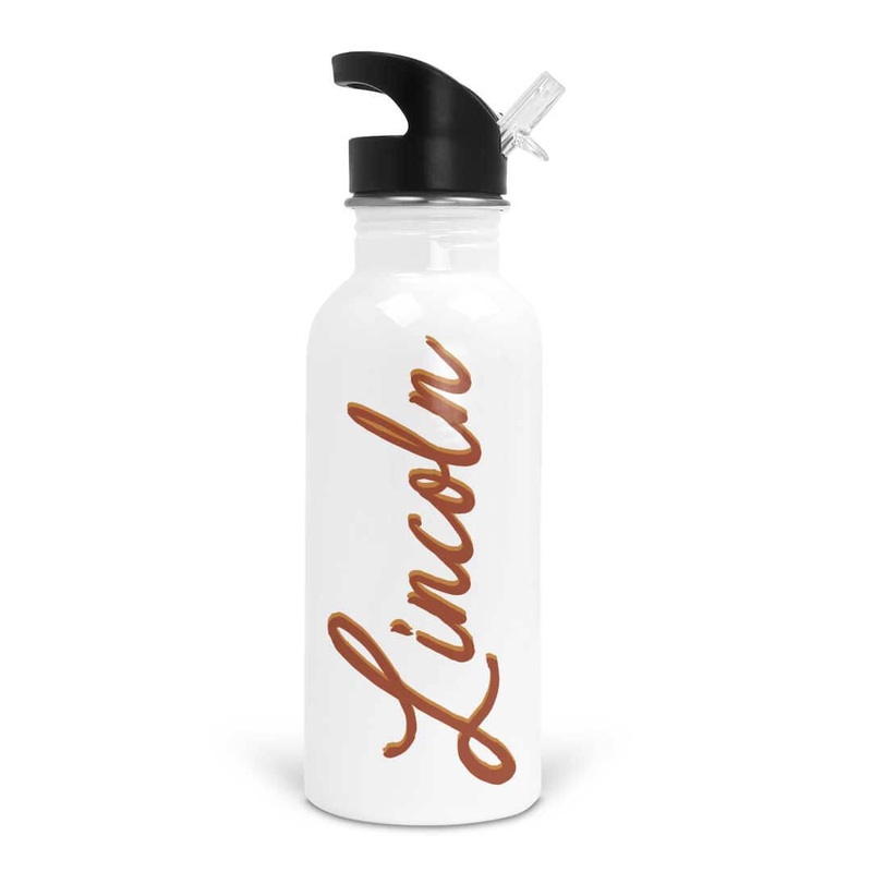 Rust & Mustard Script Personalized Kids Water Bottle