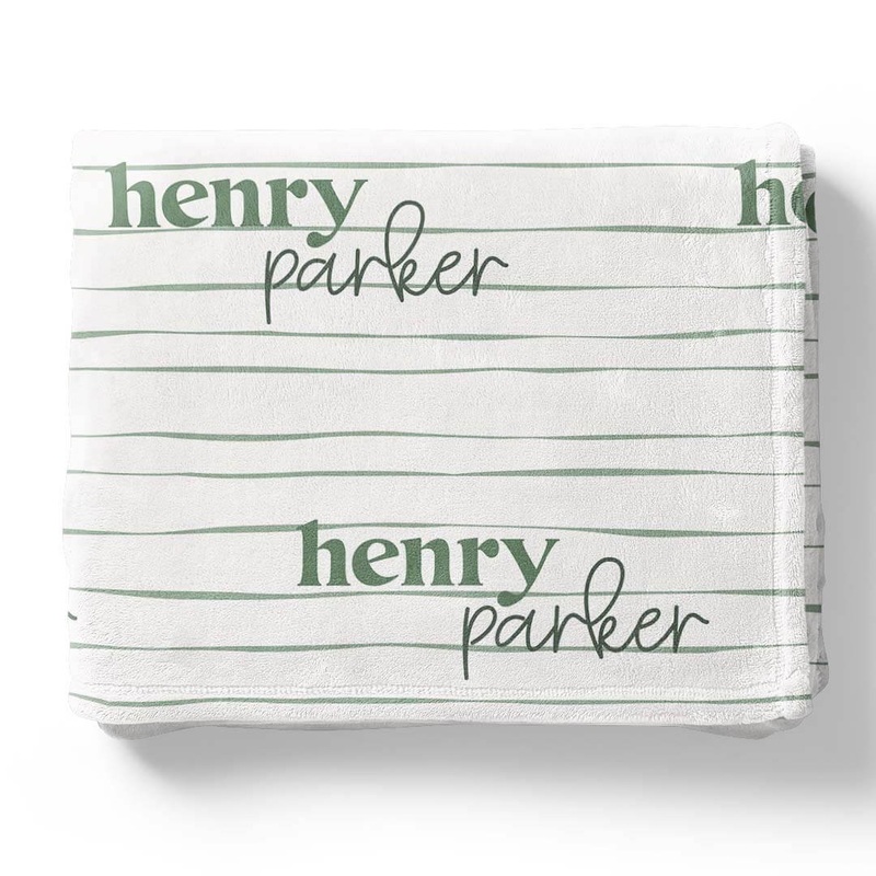 Sage’s Stripes Personalized Kids Blanket