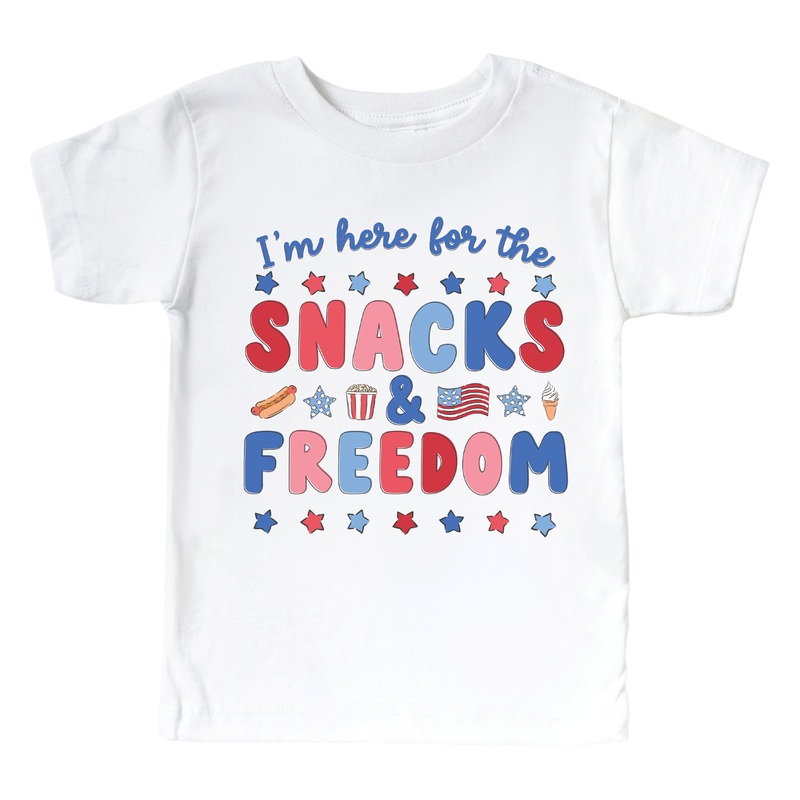 Snacks & Freedom Kids Graphic Tee | White