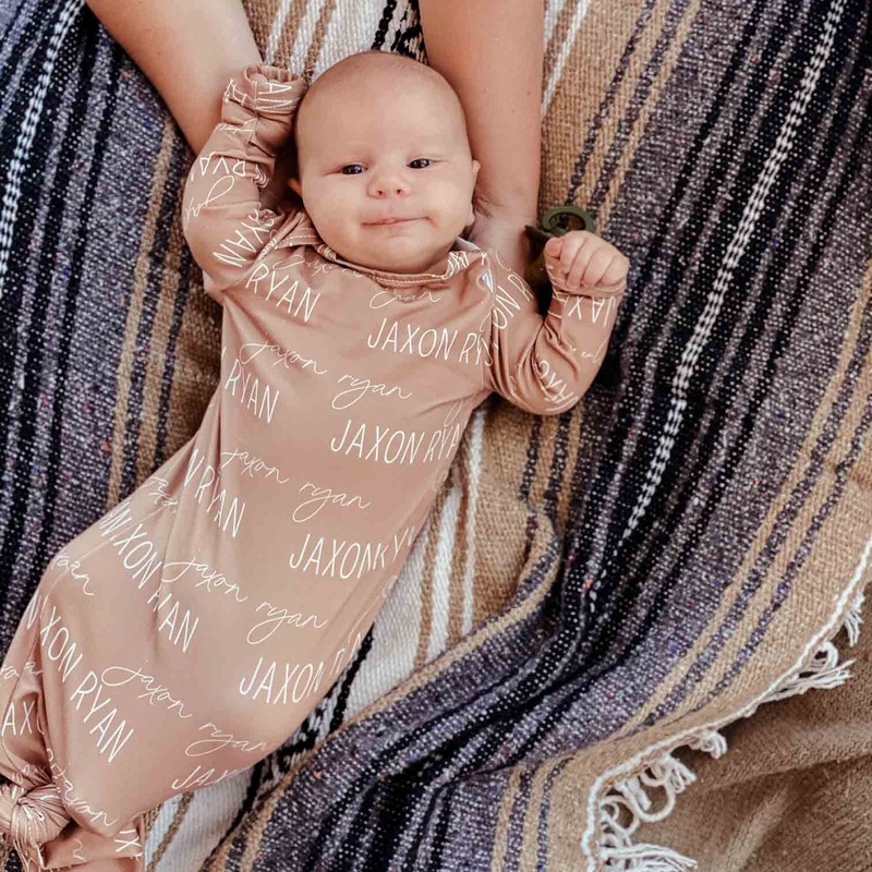 Solid Camel Personalized Newborn Baby Knot Gown