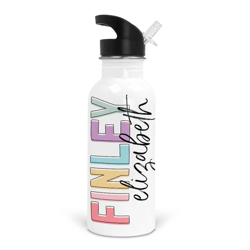 Unicorn Color Block Personalized Kids Water Bottle
