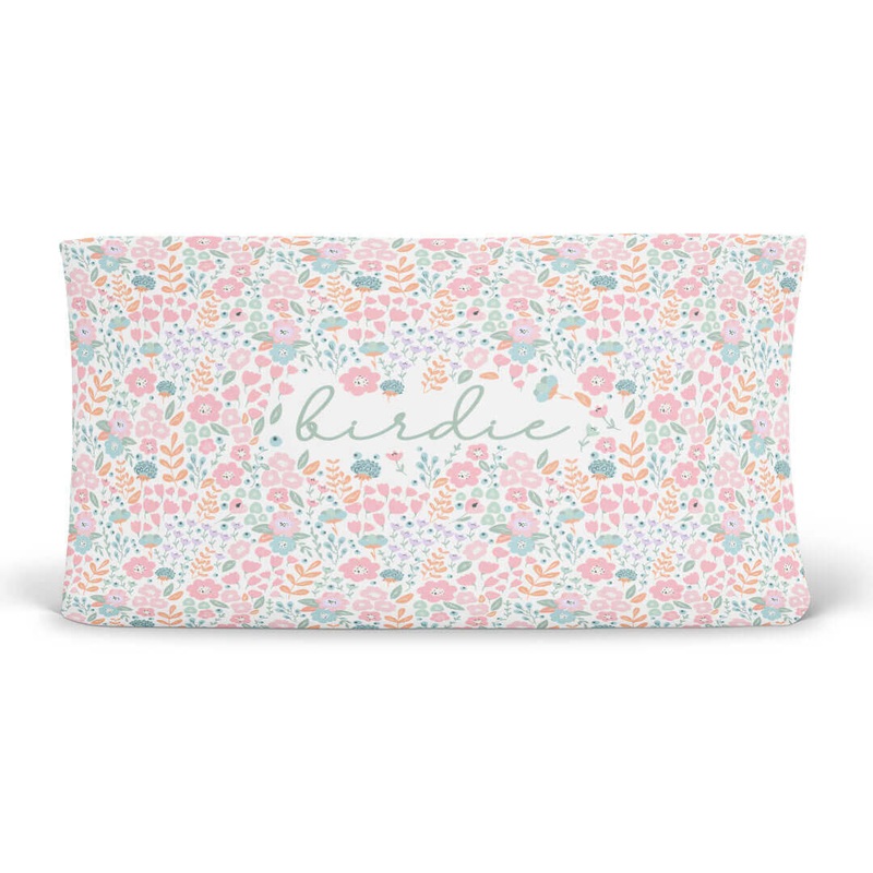 Willow’s Whimsy Floral Personalized Changing Pad Cover