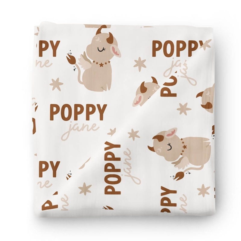 Zodiac Sign Personalized Baby Name Swaddle Blanket | Taurus