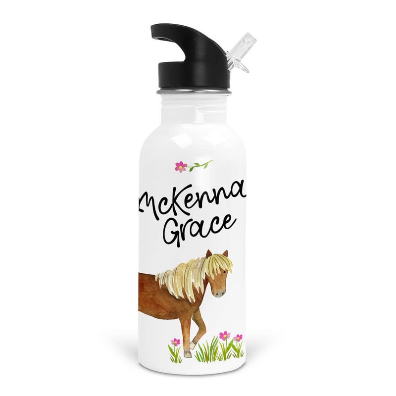 Happy Horses Personalized Kids Water Bottle