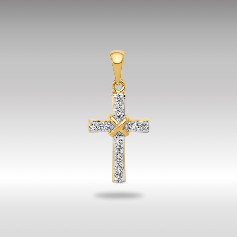 Gold 1/6ct. Diamond Encrusted Medium Cross Pendant – Model PM4967-016-YA