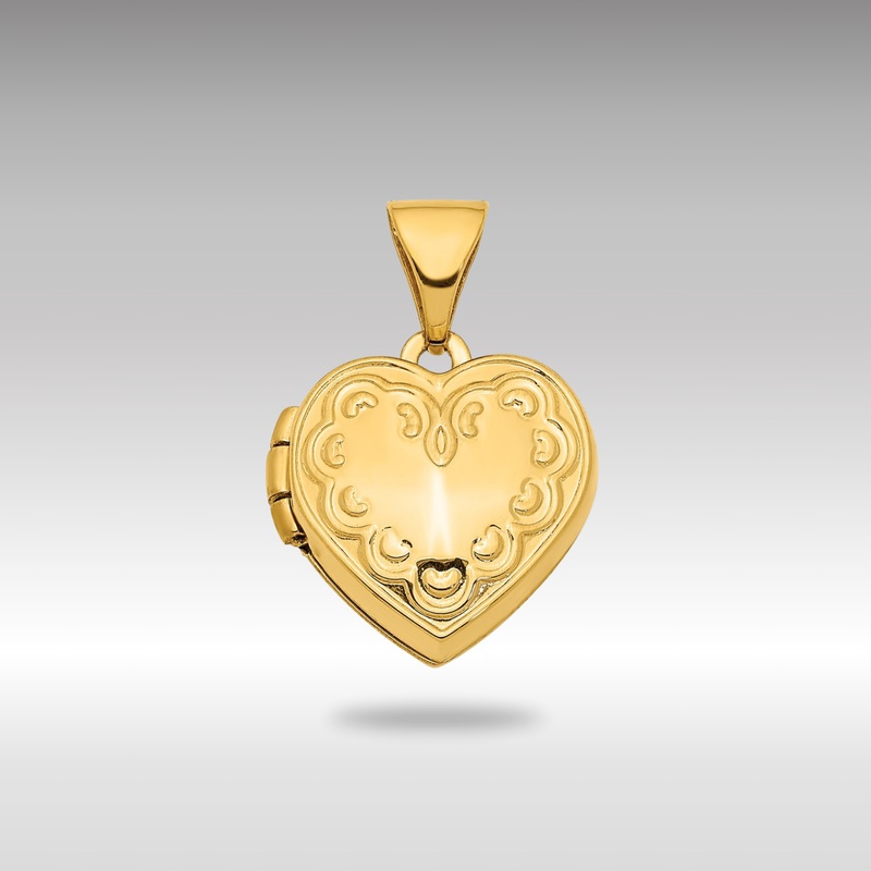 Gold 13mm Engraved Heart Locket Pendant – Model XL759